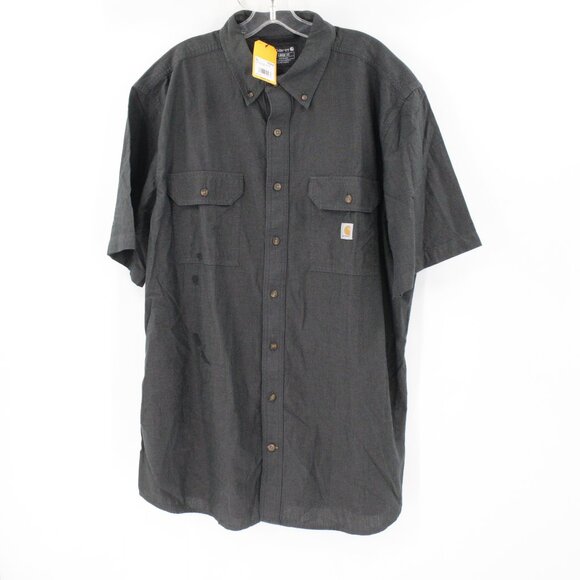NWT Carhartt shirt mens XLT Loose Fit Short Sleeve Regular Chambray midweight - Picture 1 of 13
